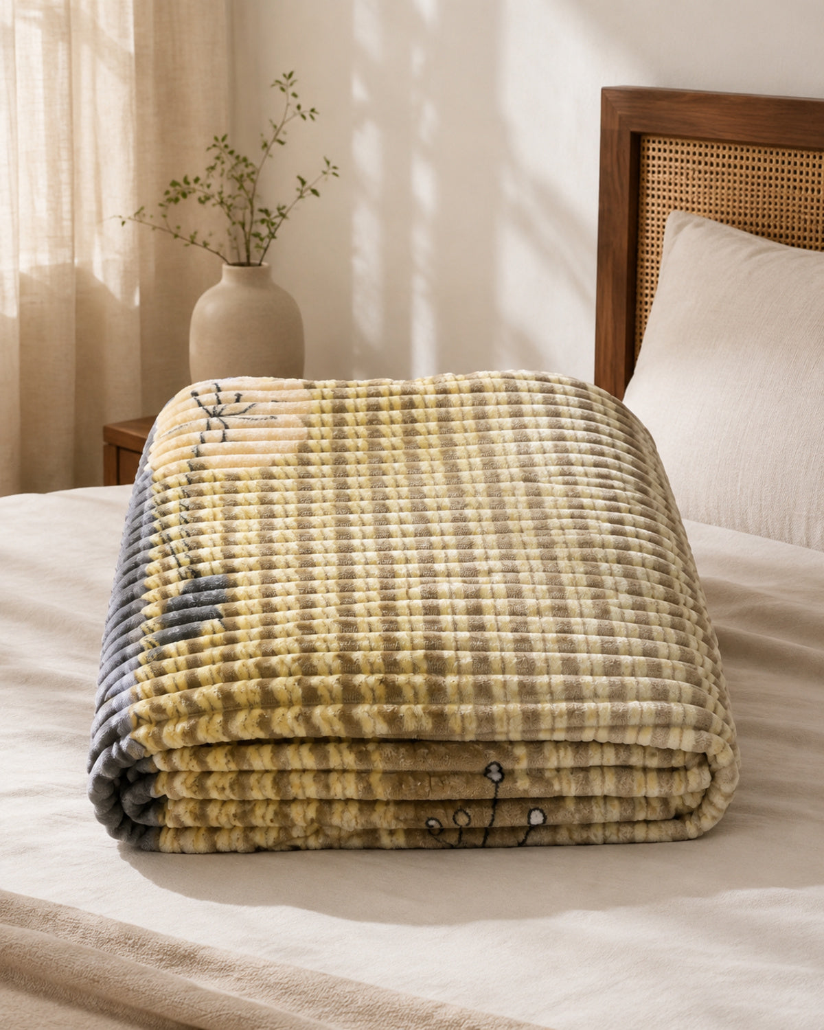 Folded beige gridline Smartchoice AC comforter