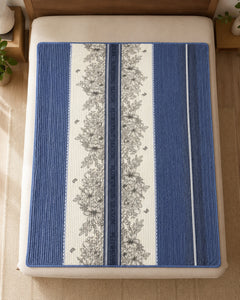Overhead view of blue ivory panel Smartchoice AC comforter