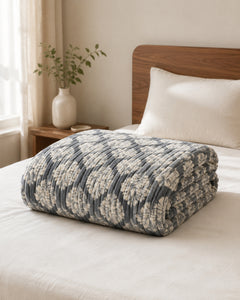 Grey Ivory Leaf Lattice Smartchoice AC Comforter folded view