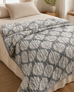 Grey Ivory Leaf Lattice Smartchoice AC Comforter fabric detail