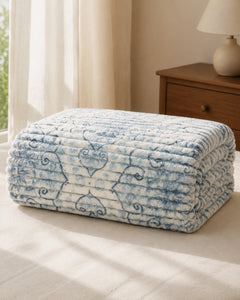 Folded ivory blue heartline Smartchoice AC comforter
