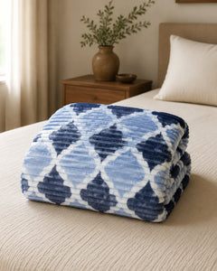 Folded powder blue navy trellis Smartchoice AC comforter