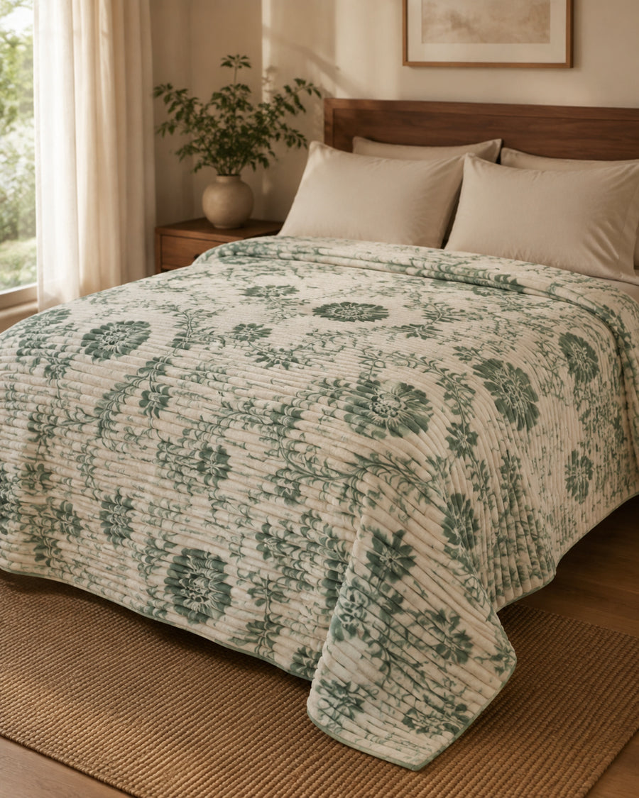 Sage Floral Smartchoice AC Comforter lifestyle hero