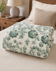 Sage Floral Smartchoice AC Comforter folded view
