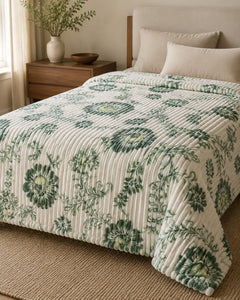 Sage Floral Smartchoice AC Comforter side-angle lifestyle view