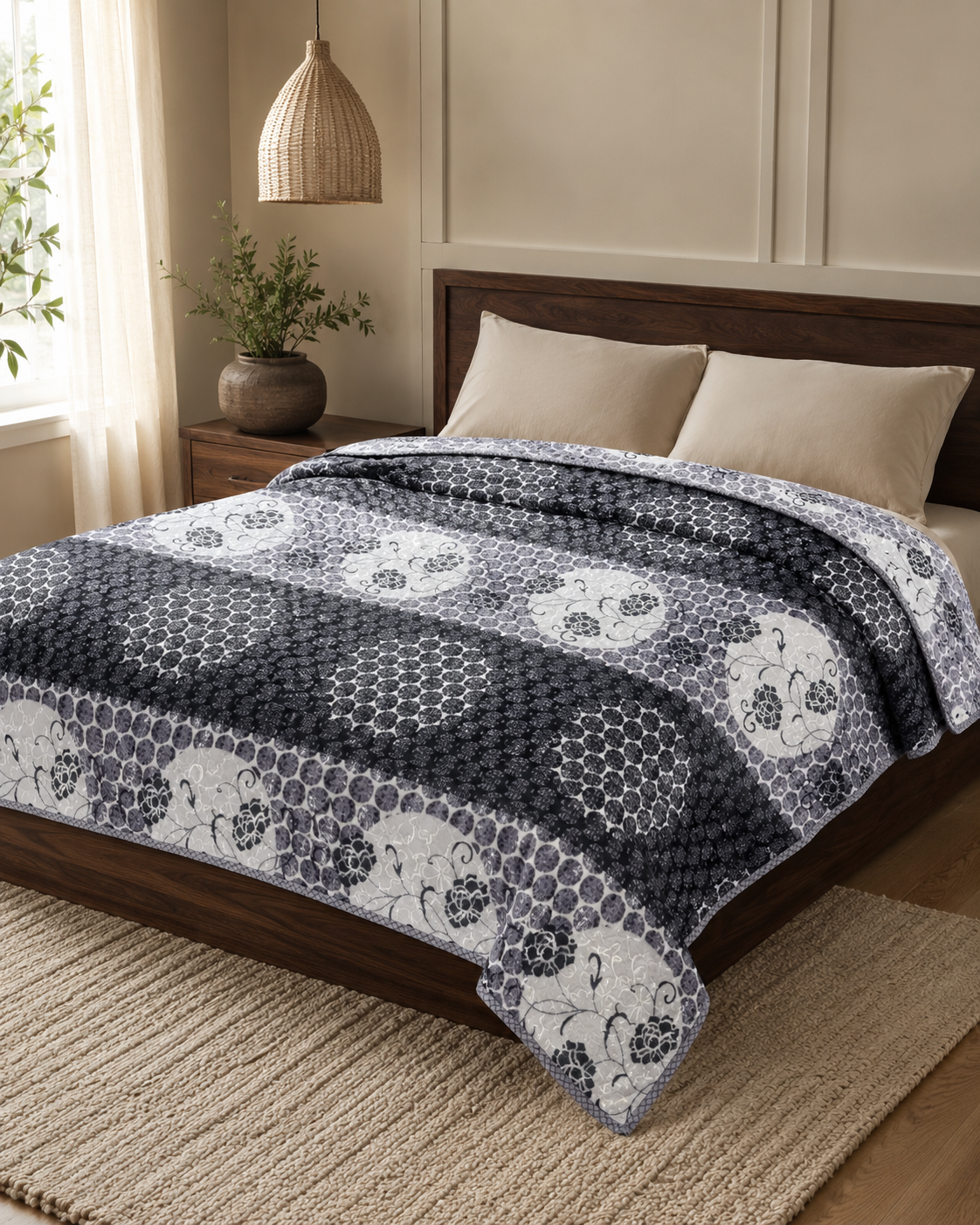 Charcoal Medallion Band Sunshine AC Comforter – 1 Piece – hero product view