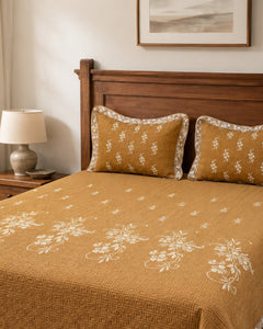 Amber Bloom Embroidered Cotton Bedspread Set – 3 Piece – pillow detail