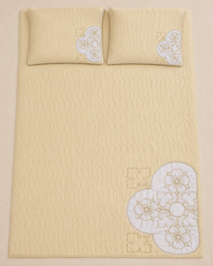 Buttercream Clover China Cotton Bedspread Set – 3 Piece – overhead view