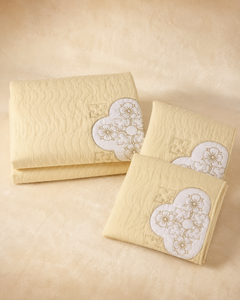 Buttercream Clover China Cotton Bedspread Set – 3 Piece – folded set