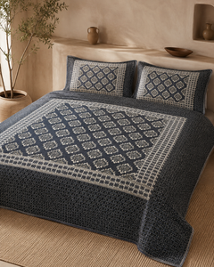 Charcoal Diamond Lattice Velvet Jacquard Bedsheet Set – 4 Piece