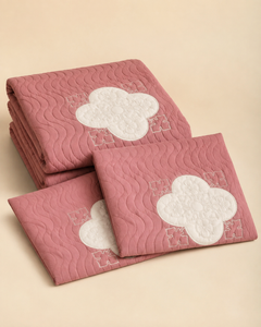 Dusty Rose Clover China Cotton Bedspread Set – 3 Piece – folded set