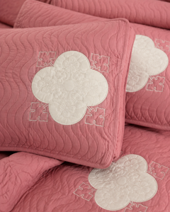Dusty Rose Clover China Cotton Bedspread Set – 3 Piece – fabric detail