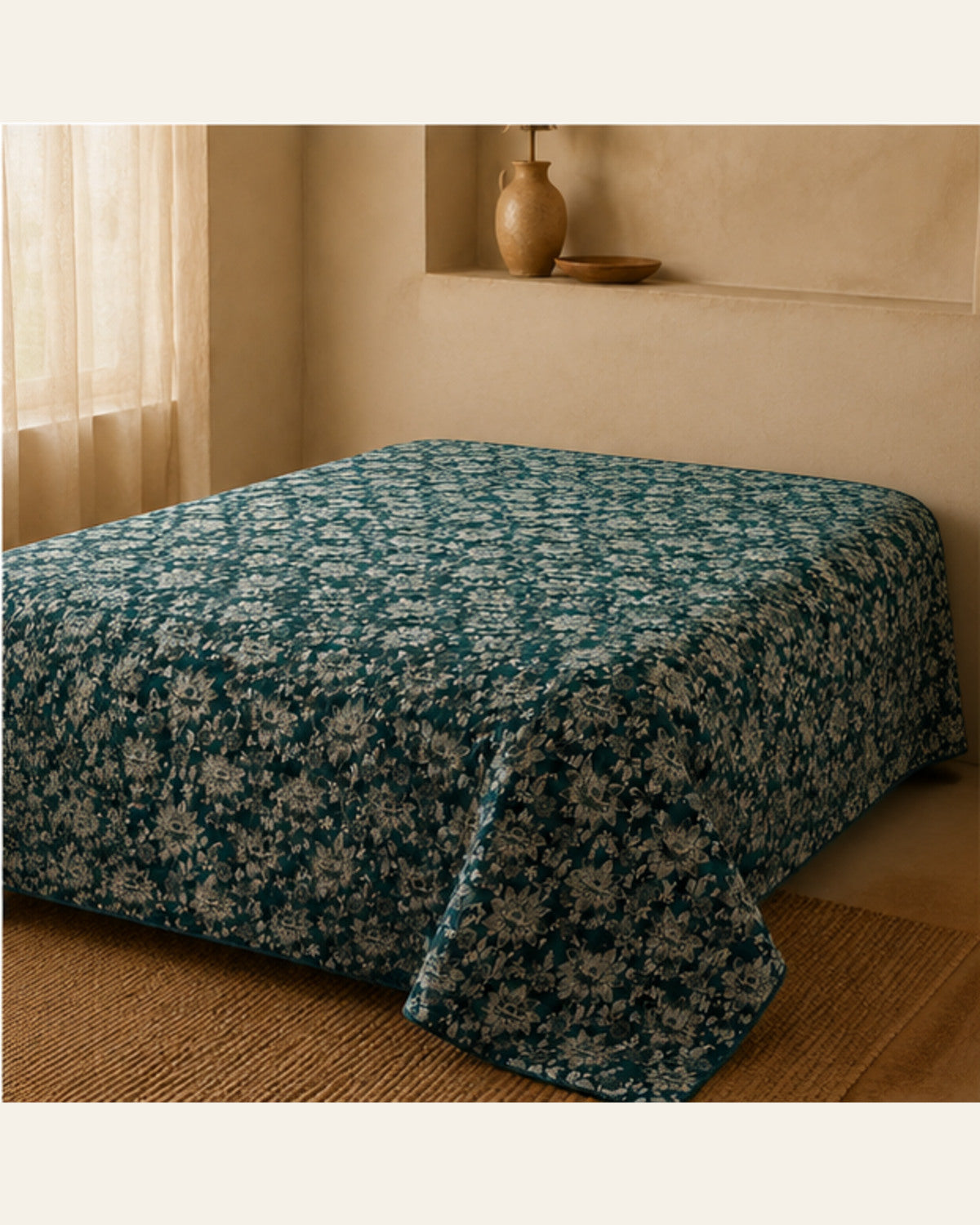 BIN-VJ-FLR-EMERALD bedding lifestyle side view