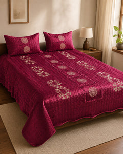 Garnet Royale Embroidered Velvet Bedspread Set – 3 Piece – hero view