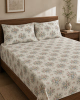 Ivory Bouquet Cotton Bedsheet Set – 3 Piece