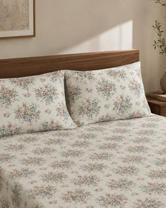 Ivory Bouquet Cotton Bedsheet Set – 3 Piece – pillow detail