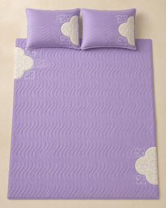 Lavender Clover China Cotton Bedspread Set – 3 Piece – overhead view
