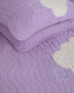 Lavender Clover China Cotton Bedspread Set – 3 Piece – fabric detail