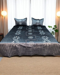 Midnight Frost Embroidered Velvet Bedspread Set – 3 Piece – room view