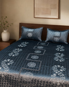 Midnight Frost Embroidered Velvet Bedspread Set – 3 Piece – pillow detail