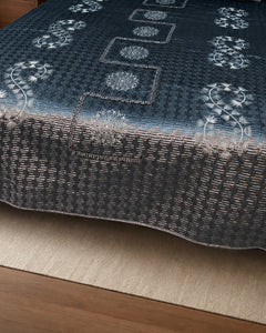 Midnight Frost Embroidered Velvet Bedspread Set – 3 Piece – border and fabric detail