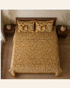 BIN-VJ-FLR-MUSTARD bedding overhead view
