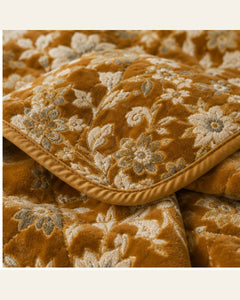 BIN-VJ-FLR-MUSTARD bedding material and pattern detail