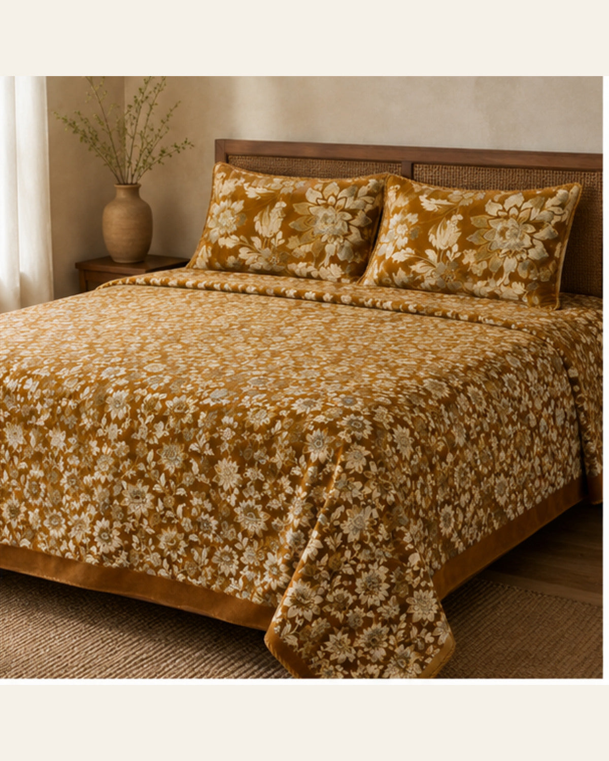 BIN-VJ-FLR-MUSTARD bedding lifestyle side view