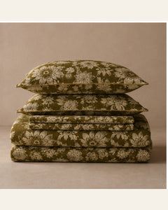 BIN-VJ-FLR-OLIVE bedding folded set