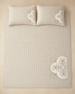 Pearl Ivory Clover China Cotton Bedspread Set – 3 Piece – overhead view