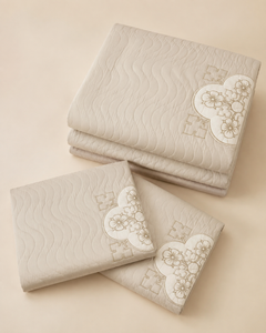 Pearl Ivory Clover China Cotton Bedspread Set – 3 Piece – folded set