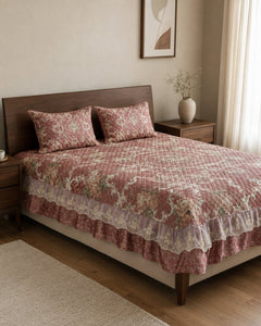 Rosewood Damask Printed Silk Bedspread Set – 3 Piece – hero view