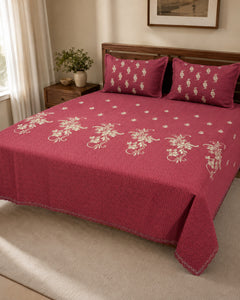 Ruby Garden Embroidered Cotton Bedspread Set – 3 Piece – hero view