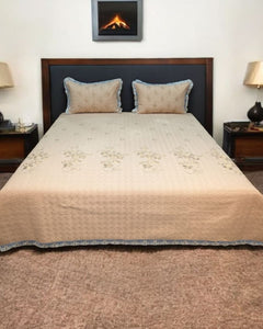 Sand Blossom Embroidered Cotton Bedspread Set – 3 Piece – room view