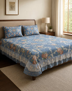 Sapphire Garden Printed Silk Bedspread Set – 3 Piece – hero view