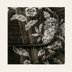 Dark Olive Botanical Stripe Velvet Jacquard Bedsheet Set – 4 Piece — velvet jacquard detail