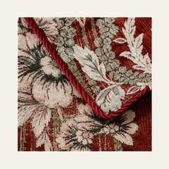 Rust Red Botanical Stripe Velvet Jacquard Bedsheet Set – 4 Piece — velvet jacquard detail