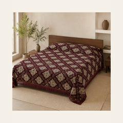Burgundy Imperial Medallion Velvet Jacquard Bedsheet Set – 4 Piece — lifestyle hero