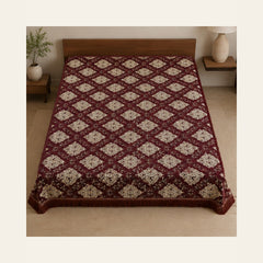 Burgundy Imperial Medallion Velvet Jacquard Bedsheet Set – 4 Piece — overhead view