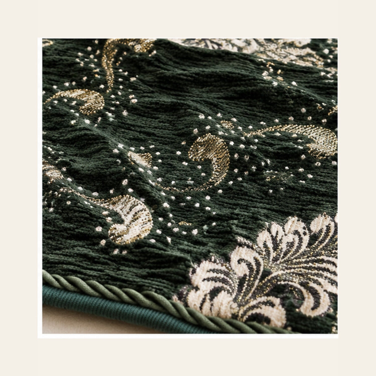 Forest Green Imperial Medallion Velvet Jacquard Bedsheet Set – 4 Piece — velvet jacquard detail