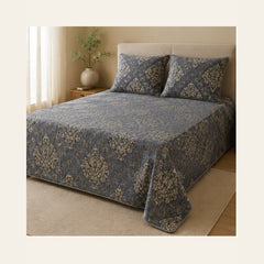 Smoke Grey Imperial Medallion Velvet Jacquard Bedsheet Set – 4 Piece — lifestyle hero