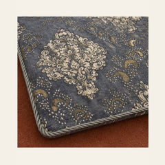 Smoke Grey Imperial Medallion Velvet Jacquard Bedsheet Set – 4 Piece — velvet jacquard detail