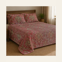 Rose Imperial Medallion Velvet Jacquard Bedsheet Set – 4 Piece — lifestyle hero