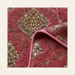 Rose Imperial Medallion Velvet Jacquard Bedsheet Set – 4 Piece — velvet jacquard detail