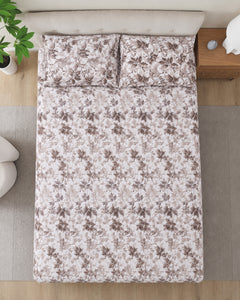 Taupe Canopy Cotton Bedsheet Set – overhead pattern view