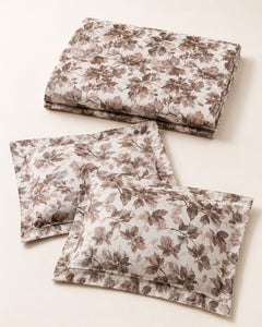 Taupe Canopy 3-piece cotton bedsheet set – folded contents