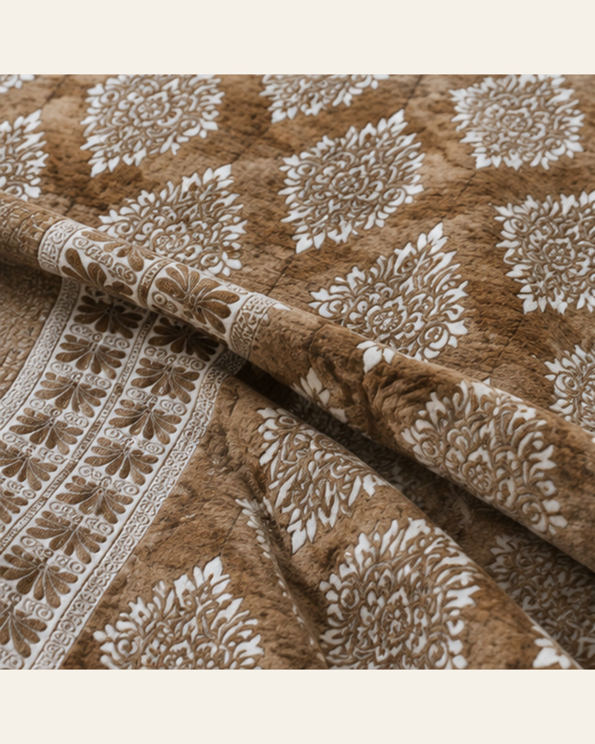 BIN-VJ-DIA-TAUPE bedding material and pattern detail