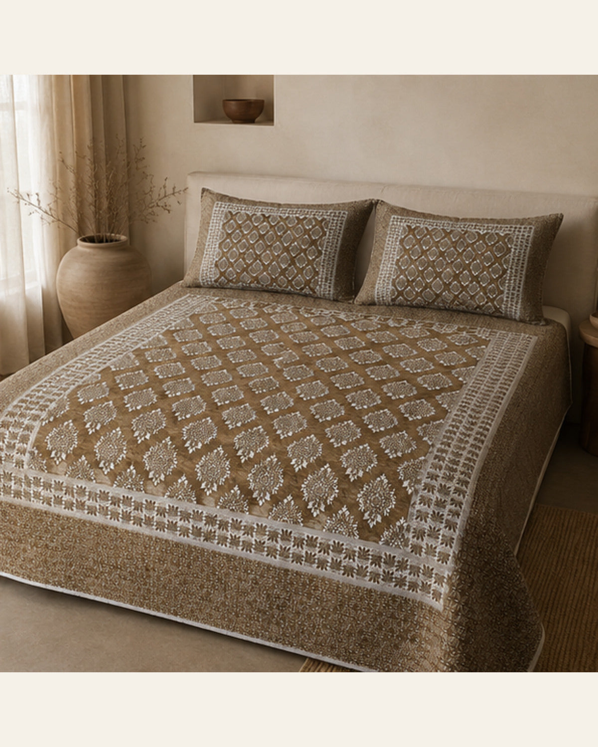 BIN-VJ-DIA-TAUPE bedding lifestyle side view