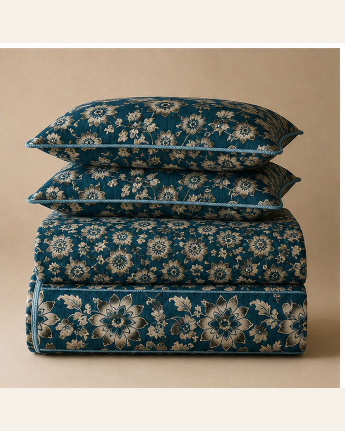 BIN-VJ-FLR-TEAL bedding folded set