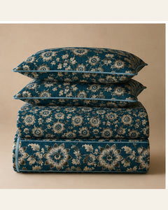 BIN-VJ-FLR-TEAL bedding folded set
